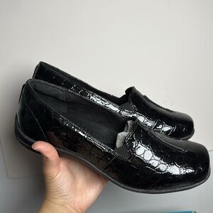Easy Street Black Flats Croc-Embossed Slip-On